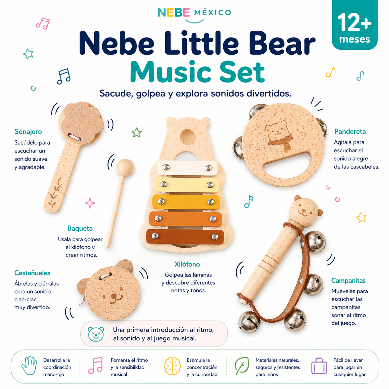 Nebe LittleBear™ – Set Musical de Madera
