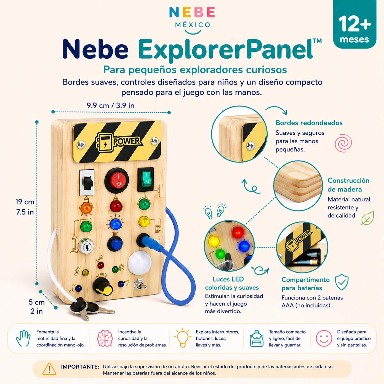 Nebe ExplorerPanel™ – Tablero de Actividades con Luces e Interruptores